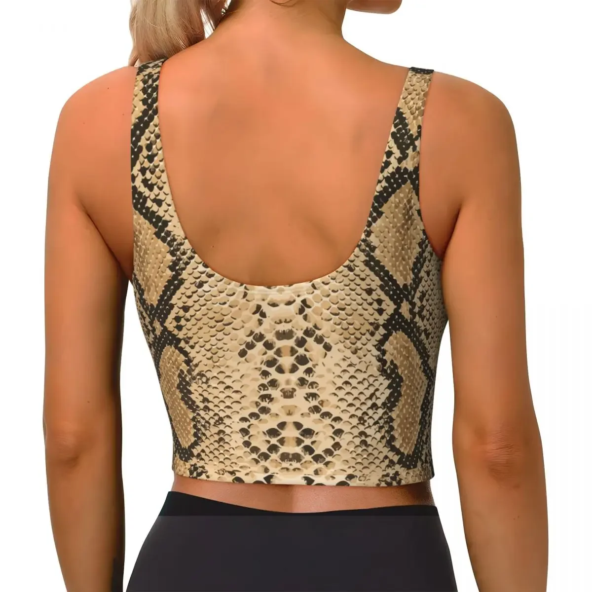 Yoga Vest Women Gym Sports Crop Tops Vintage Snake Skin Streetwear Workout Breathable Tank Top Female
