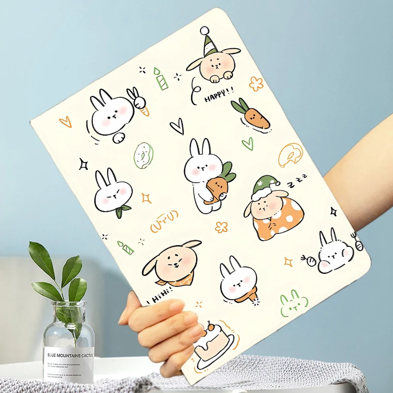 Cute Rabbit Carrot Cover for IPad Air 6 IPad 10th Gen Case Air 5 4th 10.9 2020 Pro11 IPad 7 8 9th 10.2 Funda with Pencil Holder