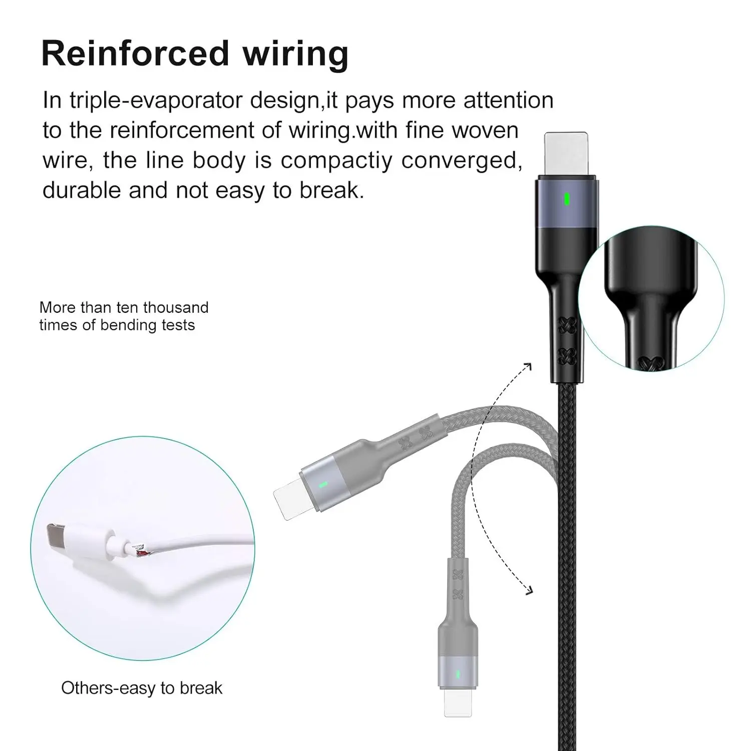 Multi Charging Cable 4FT 4in1 Nylon Multiple USB Fast ChargingCord AdapterTypeC Micro USB ConnectCompatible Cell Phones Tablets