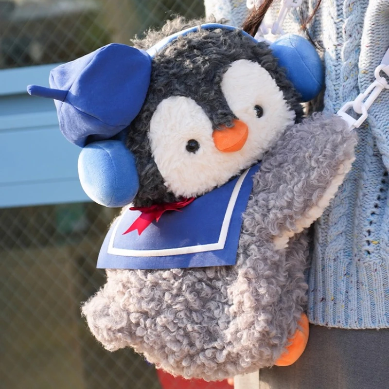 

Темно-синий маленький пингвин, детская лежачая сумка-мессенджер, милый мультяшный плюшевый кукольный рюкзак в стиле Лолиты, сумка для девочек, подарок-сюрприз