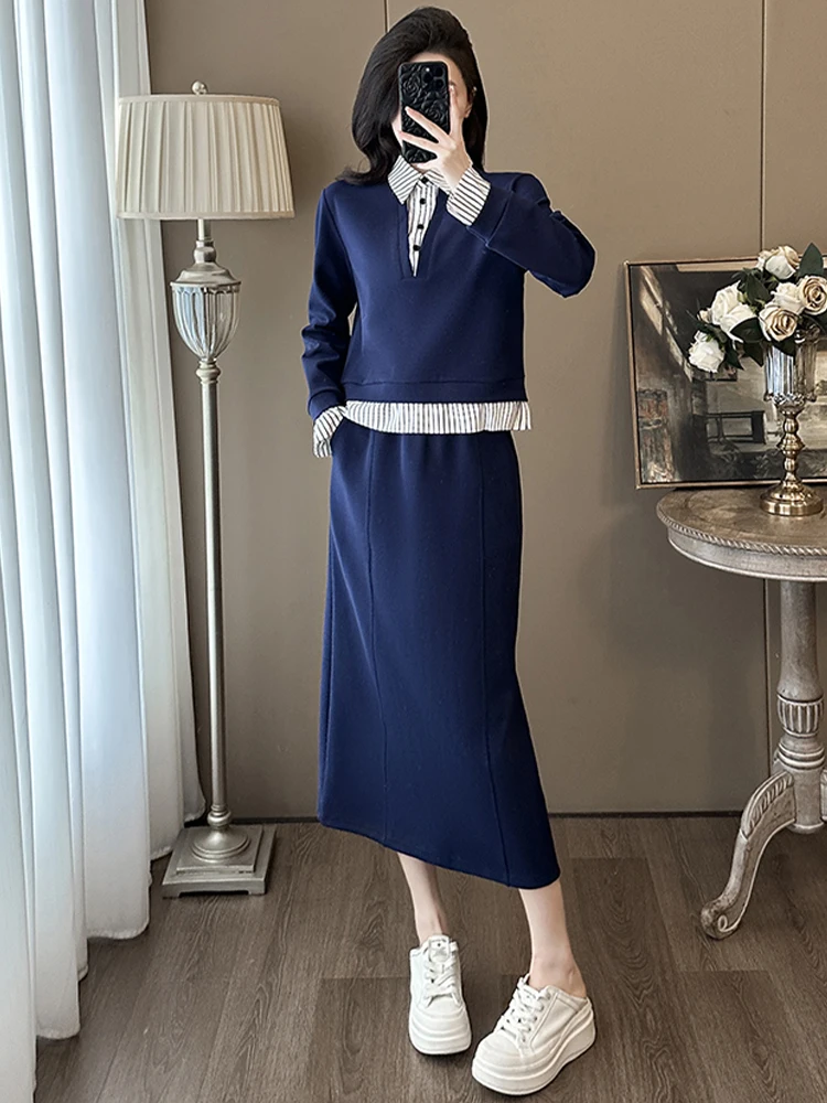 

Casual Color Blo Design Women's Faionable Skirt Set Spring Autumn New Sle Breathable Medium Thin Non-Fur Lined