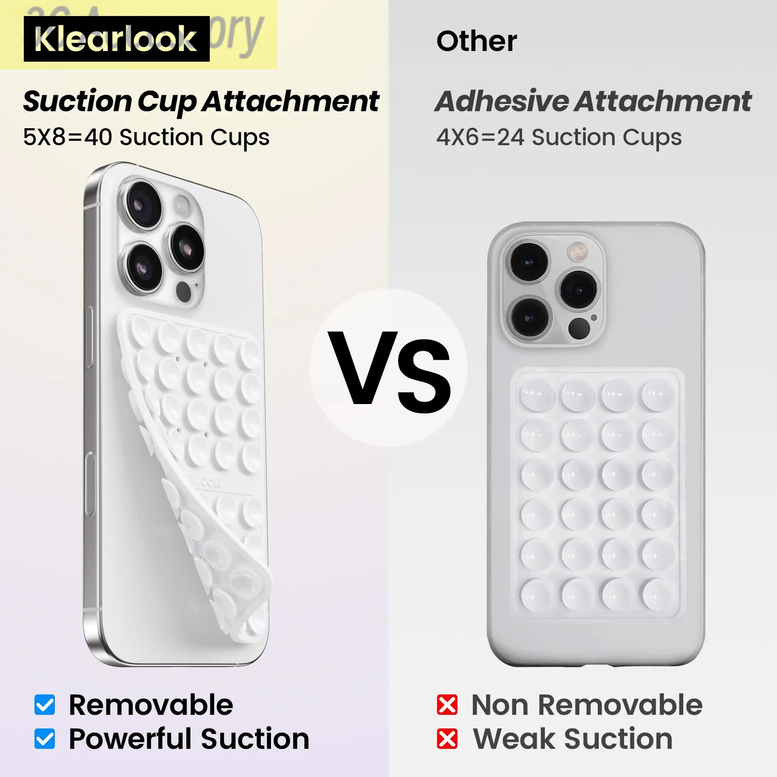 1 Pack Silicone Suction Cup Phone Case Mount Double Sided Hands-Free Strong Grip Silicon Phone Holder for Phone Selfies Videos