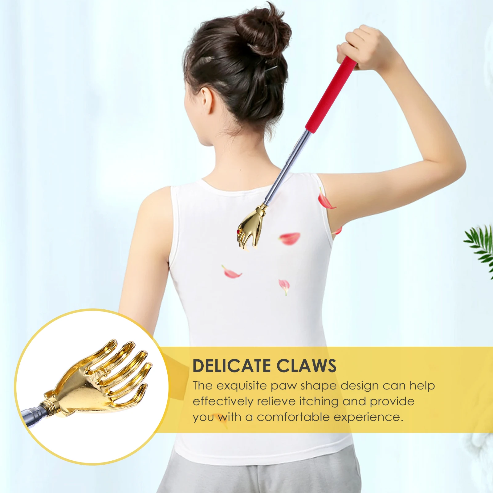 

4pcs Back Scratcher Stainless Steel Telescopic Retractable Itching Relief Tool For Elderly Pregnant Women Portable Massager