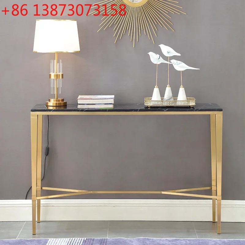 

Роскошный входной столик в скандинавском стиле. Входной столик из нержавеющей стали. Мраморный декоративный стол с торцевым видом9344.