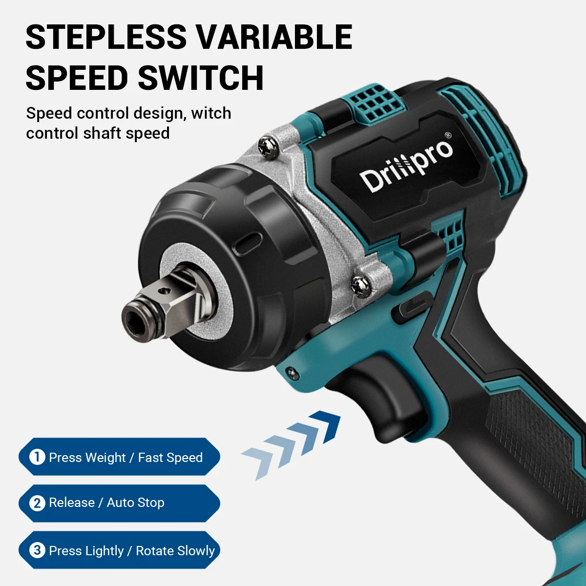 Drillpro 680N.m High Torque Brushless Cordless Electric Impact Wrench Screwdriver 1/2\