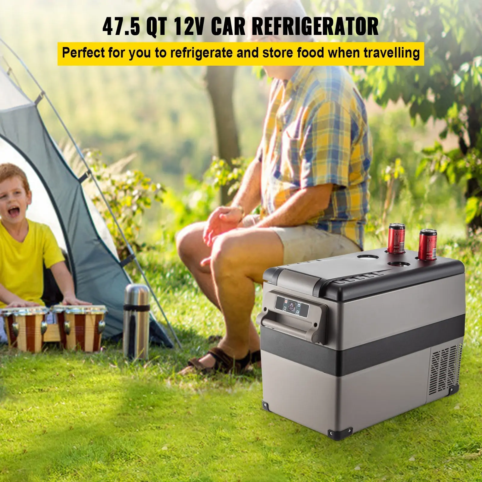 12 Volt Refrigerator 45L(48qt) Fast Cooling Portable Freezer with App Control(-4°F~68°F) Car Fridge with 12/24v DC & 110-240v AC