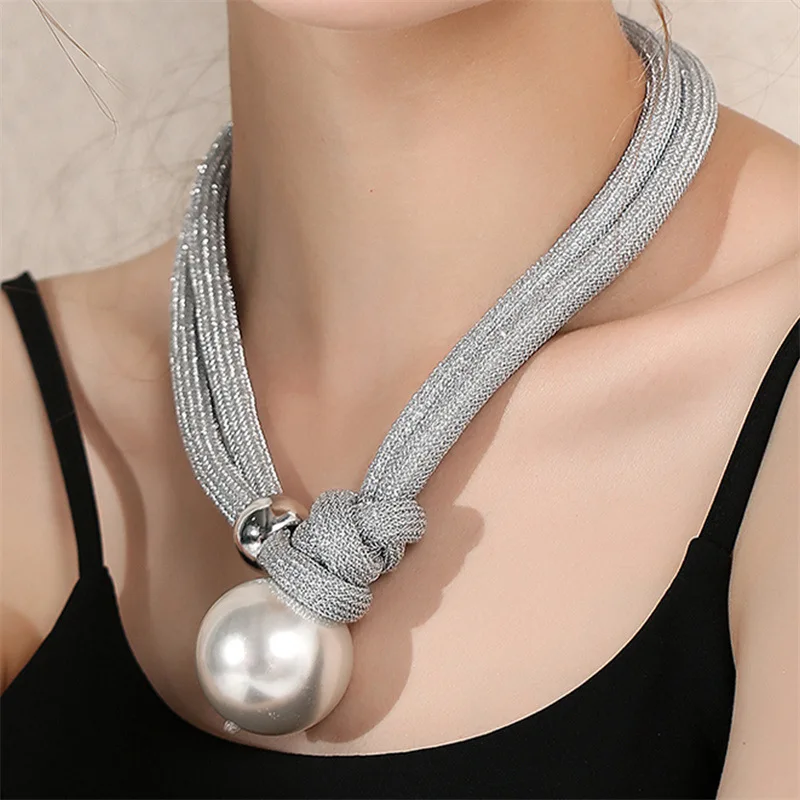 Fashion Big Pearl Necklace Exaggerated Simulated Pearls Women Trend Clavicle Jewelry