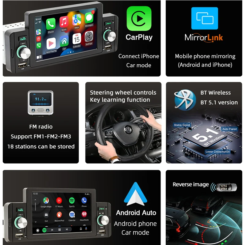 Radio CarPlay da 1 Din 5