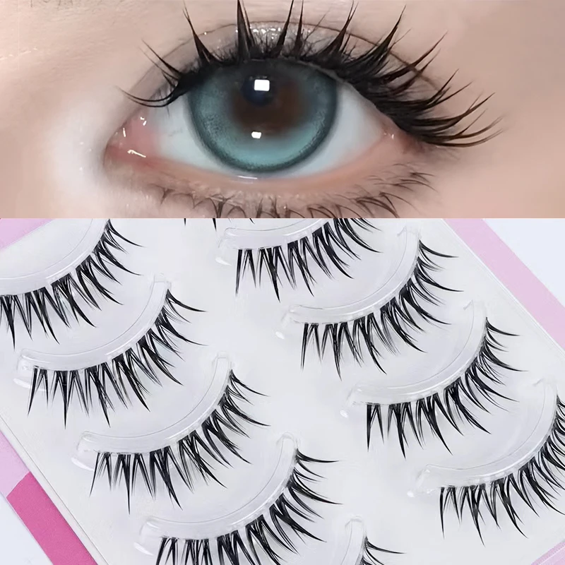 5 paia volume ciglia finte 3D ciglia finte a striscia completa fascia trasparente in un unico pezzo ciglia finte lunghe con ricciolo a C