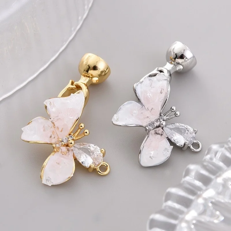 

1pcs Copper Gold Plated Pearl Bracelet Necklace Oil Drop Crystal Butterfly Connector Buckle DIY Jewelry Accessories Wholesale