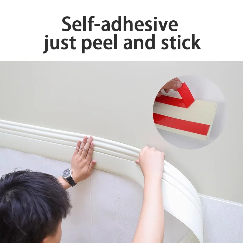 6-Meter-Long Roll of Skirting Board, Solid Color, Soft and Anti-Collision, Suitable for Indoor Wall Corner Decoration