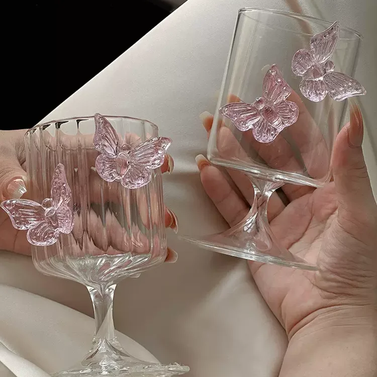 Butterfly Glass High Beauty Designer High Footed Glass Ins Butterfly Water Glass Champagne Party Accessories Home Decoration