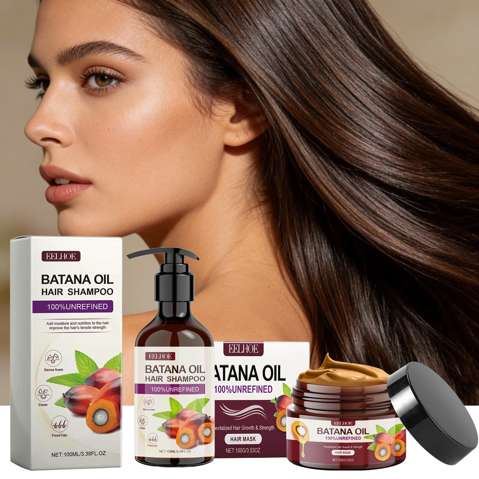 Batana Oil Hair Mask Promote Hair Growth Repair Strengthen Hair Anti-Breakage Shampoo Oil Control Nourishing Smoothing Hair Care