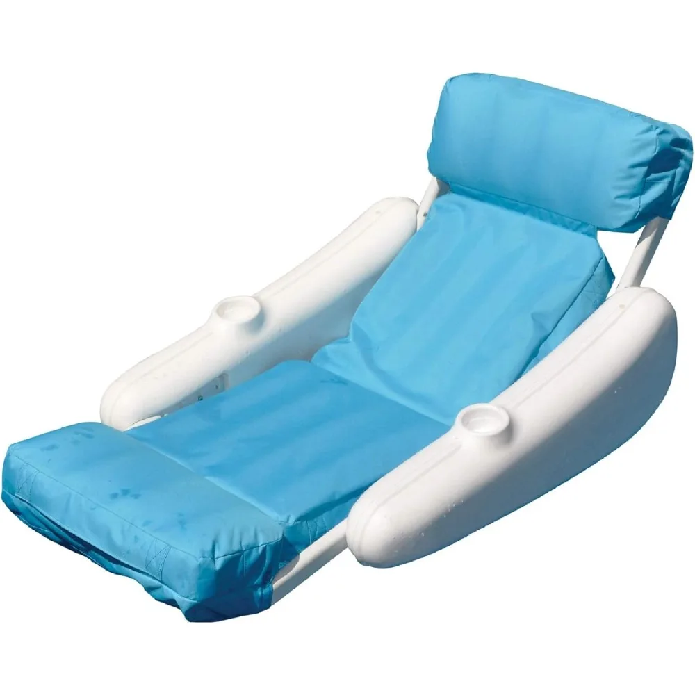 

Inflatable Swimming Pool Floating Lounge Seat - 66" - Blue and White
