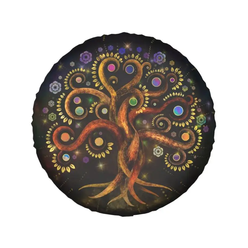 Tree Of Life Yggdrasil Rainbow Swirl Spare Wheel Tire Cover for Toyota RAV4 Prado Jeep RV SUV 4WD 4x4 Vehicle 14