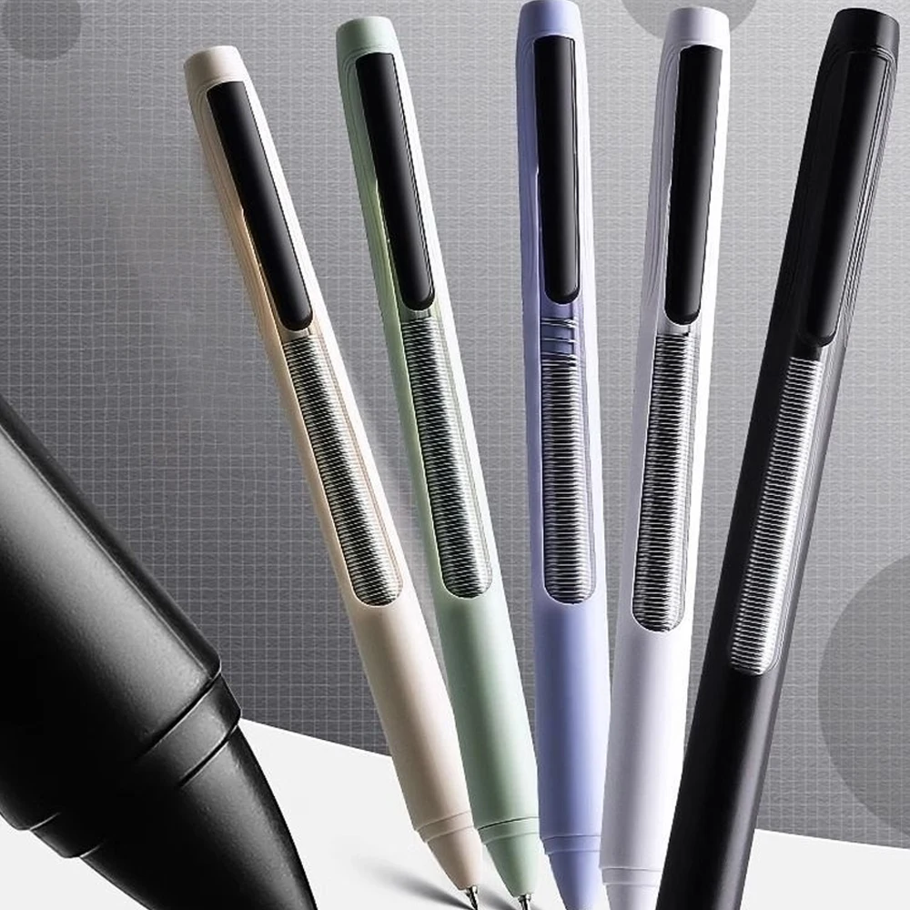 5pcs Gravity-fed retractable gel pen ST nib high-quality smooth-writing quick-drying signing pen for test-taking 0.5mm black