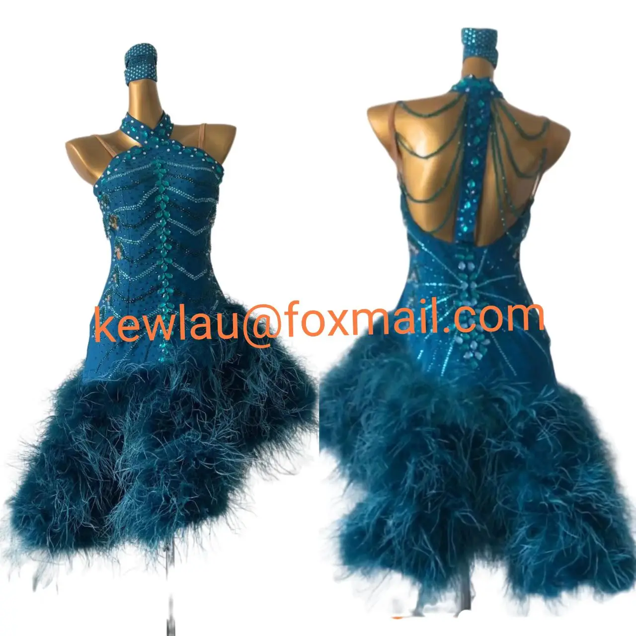 WHYNOT DANCE New Feather Tube Bead Customized Latin Dance Competition  Dress For Girls or Women Fast Free Shipping