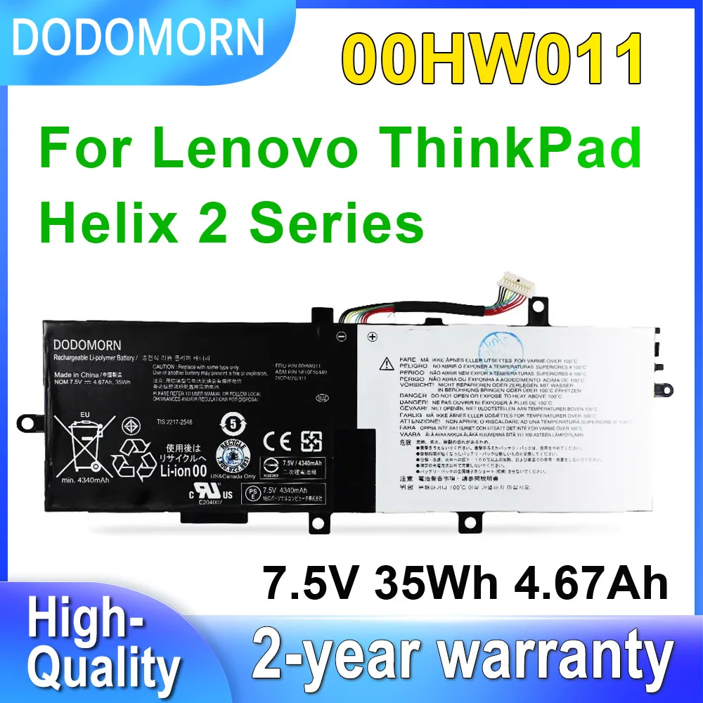 DODOMORN 00HW011 SB10F46449 Laptop Battery For Lenovo ThinkPad Helix 2 Series 00HW004 00HW005 00HW010 SB10F46448 7.5V 35Wh