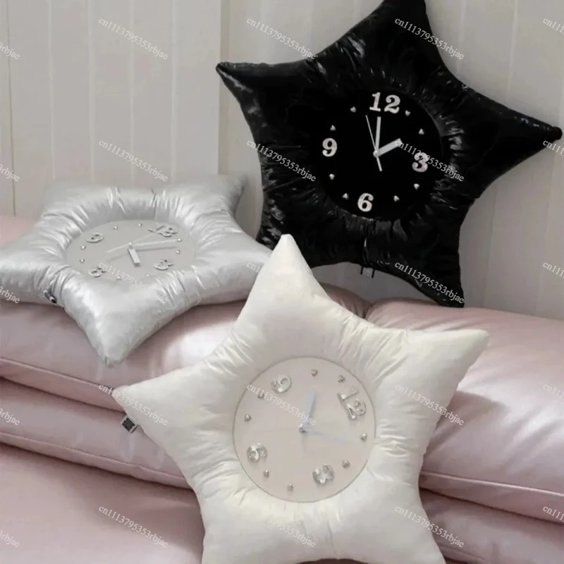 Ins Pentagram Shaped Clock Creative Soft Decoration Wall Background Ornament Shooting Props Baby Room Decor Hug Pillow