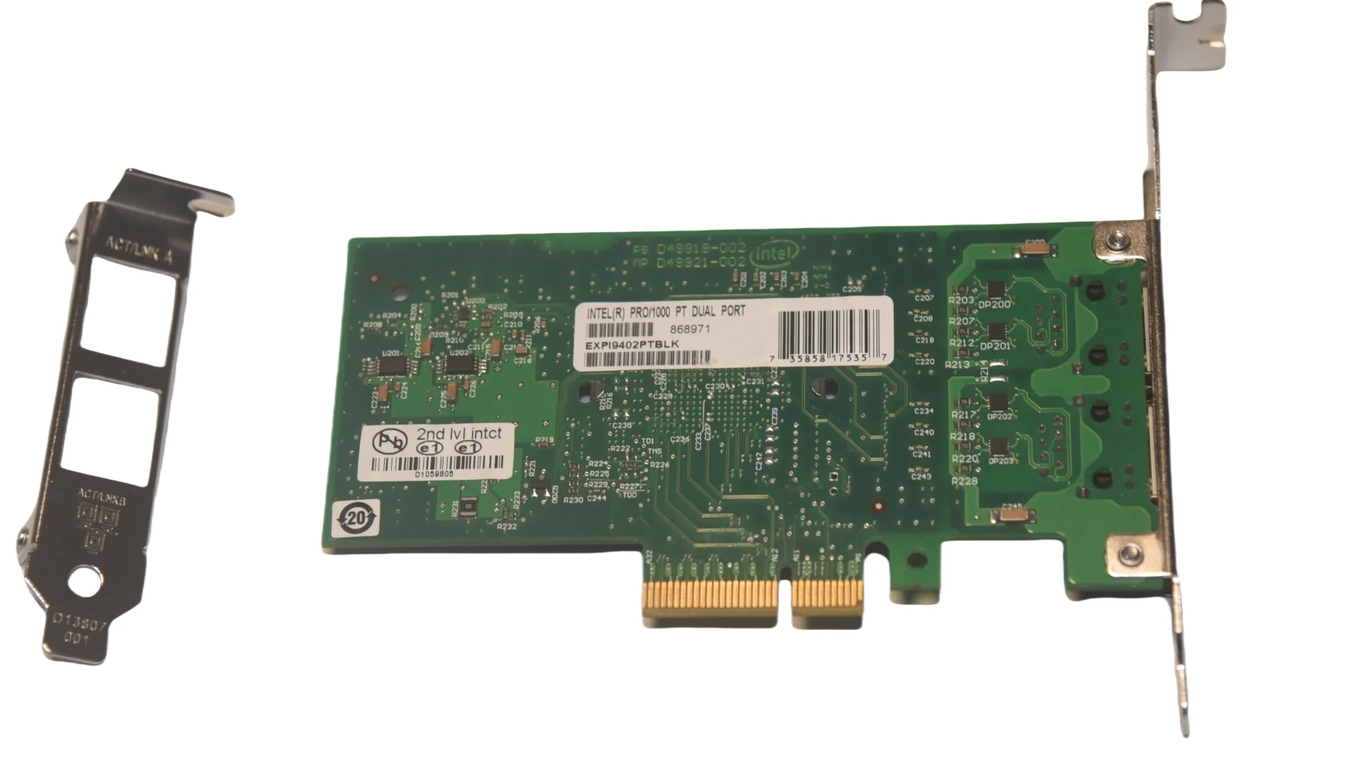 中古intelデュアルポートギガビットネットワークカード、pci-e 9402pt、hp nc360、82571チップ、412651-001、412646-001、0x3959ランカード