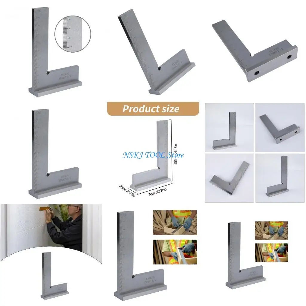 

L8RC Ruler with Base 90 Degree Carpenter Square with Scale Woodworking Ruler Machinist Square L Ruler