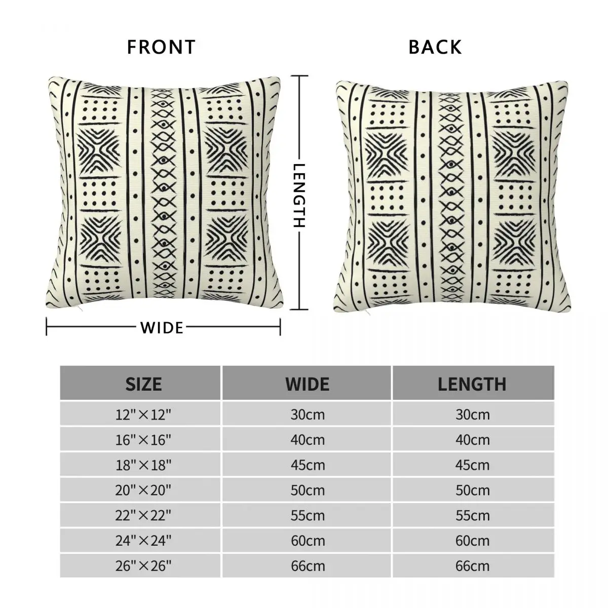 African Mali Tribal Mud Cloth Square Pillowcase Polyester Linen Velvet Printed Zip Decor Bed Cushion Cover 18