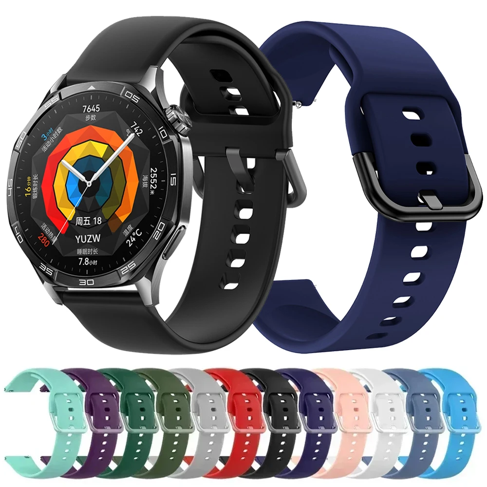 Huawei Watch GT 5 4 3 GT 2 42mm 46mm/GT Runner/GT3 Pro用シリコン製時計バンド、20mm 22mm Huawei Watch 5 Pro用ウォッチバンド