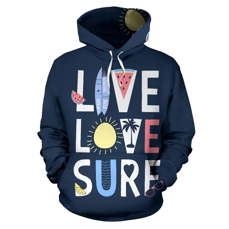 Surfing Skateboard Print Hoodie Men's Clothing Vintage Anchor Pattern Pullover Sweatshirt Sports Casual Street Oversized Hoodies