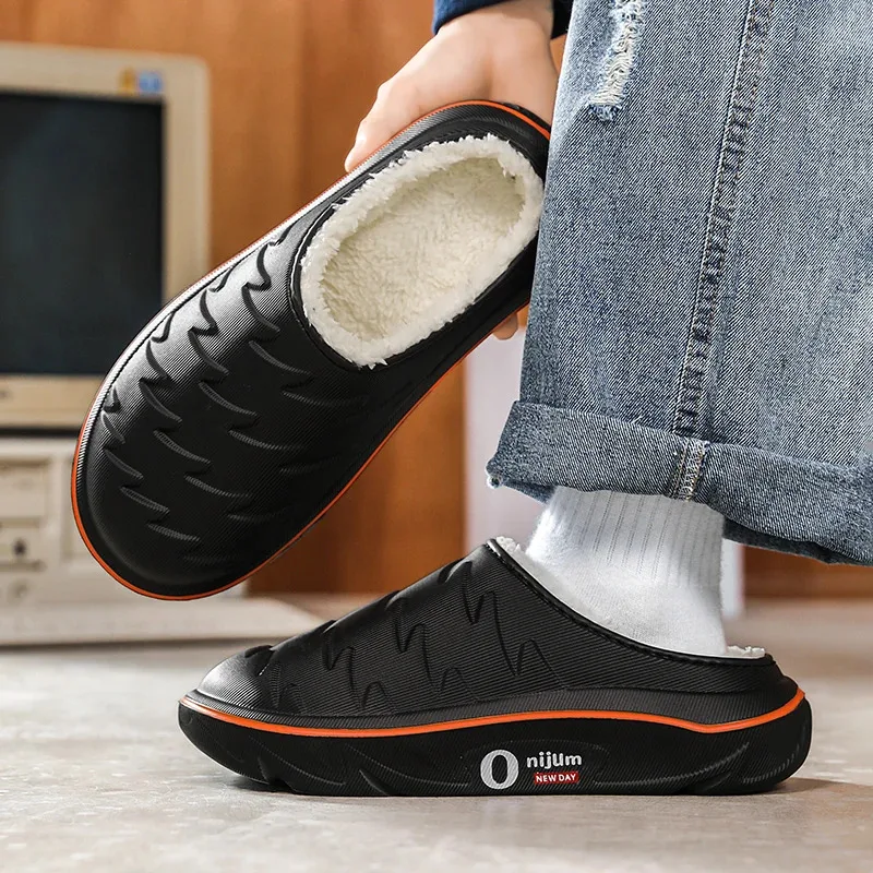 

Зимние мужские и женские хлопковые тапочки, домашние и уличные теплые тапочки, непромокаемая осенняя мужская пара, домашние плюшевые тапочки для спальни