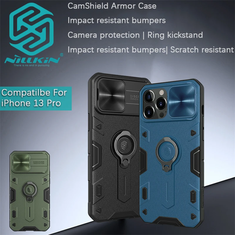 

Nillkin для iPhone 13 Pro Max C/iPhone 12 Pro Max/12 Mini CamShield бронированный чехол для объектива металлический чехол-держатель с кольцом для телефона