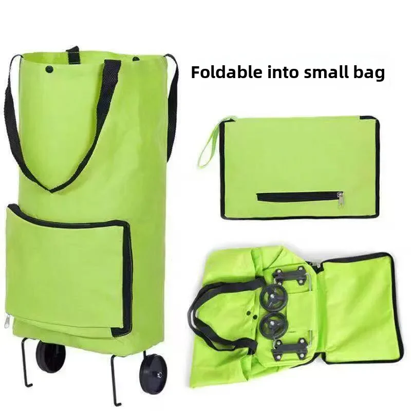 Foldable Shopping Cart Oxford Cloth Vegetable Buying Trolley Multi-Functional Shopping Bag Retractable Roller Buy Carrot Wheel