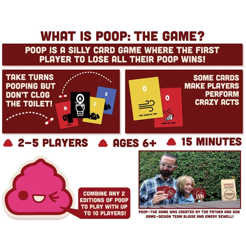 Poop The Game Family Friendly Board Games Adult Games for Game Night Card Games for Adults Teens Kids