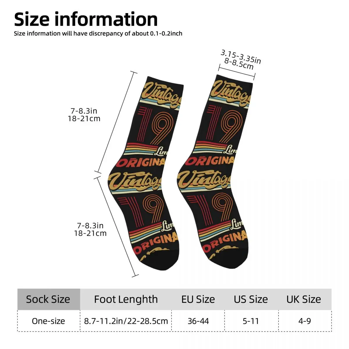 Vintage 1974 Limited Edition Original Parts Unisex Winter Socks Hip Hop Happy Socks street style Crazy Sock