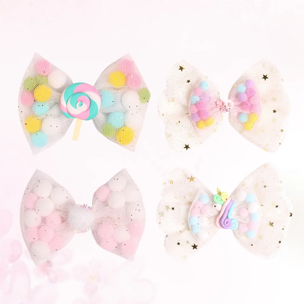 

4Pcs Bowknot Hair Clips Easter Style Mesh Hairpins Lightweight Cute Festive Hair Accessories for Kids Girls Party Gift
