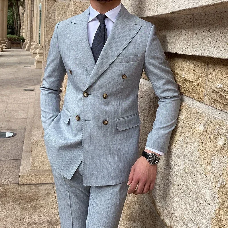 2575 Men's striped suit three-piece Korean version slim-fit business custom dress