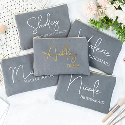 Personalized Makeup Bag Bridesmaid Proposal Gift Bridal Cosmetic Case Canvas Monogram Toiletry Pouch Bridal Bachelorette Party