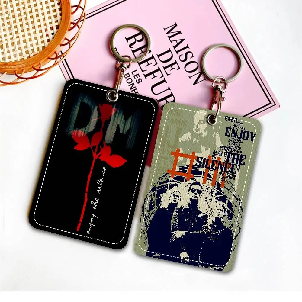 Band D-DEPECHE M-MODE Cool Style PU Access Card Holder with Keychain - Executive Protection for Bank card,Subway, Bus Card case