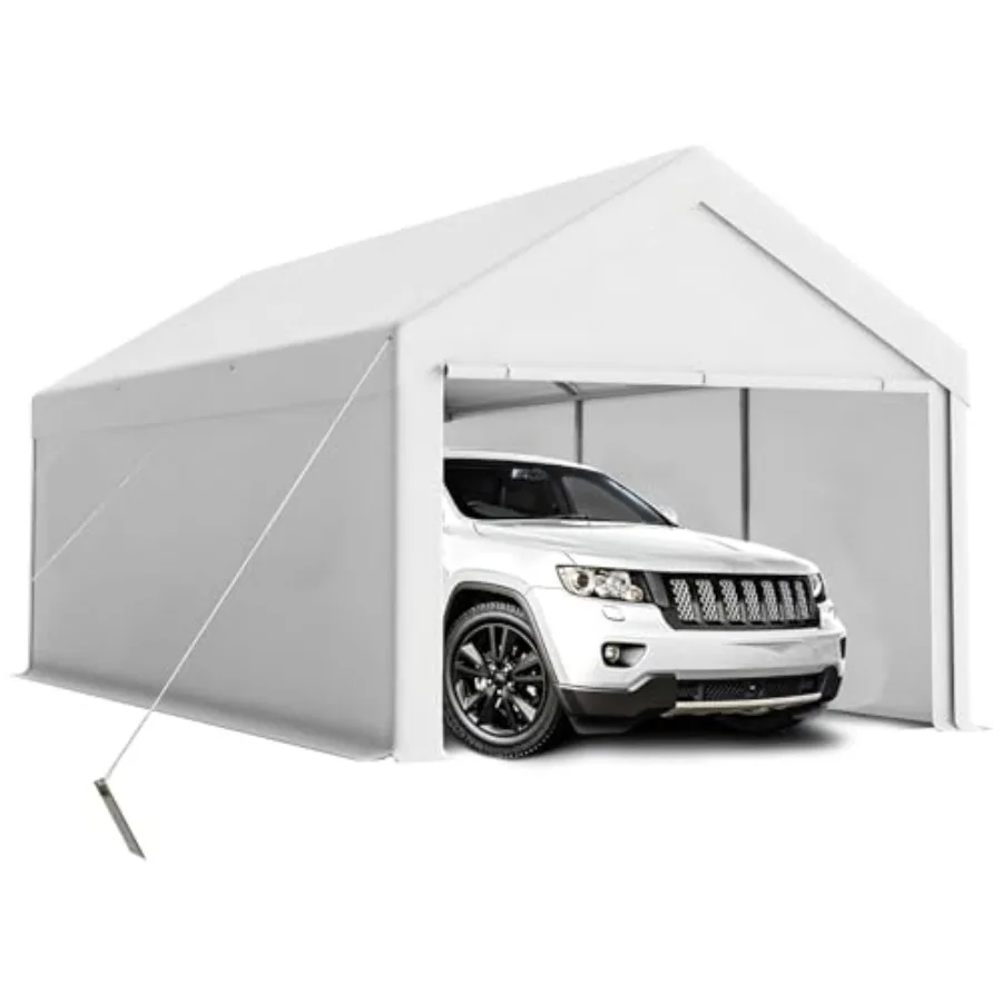 Carport 10x20ft Heavy Duty Canopy Storage Shed, Portable Garage Party Tent, Portable Garage with Removable Sidewalls and Doors