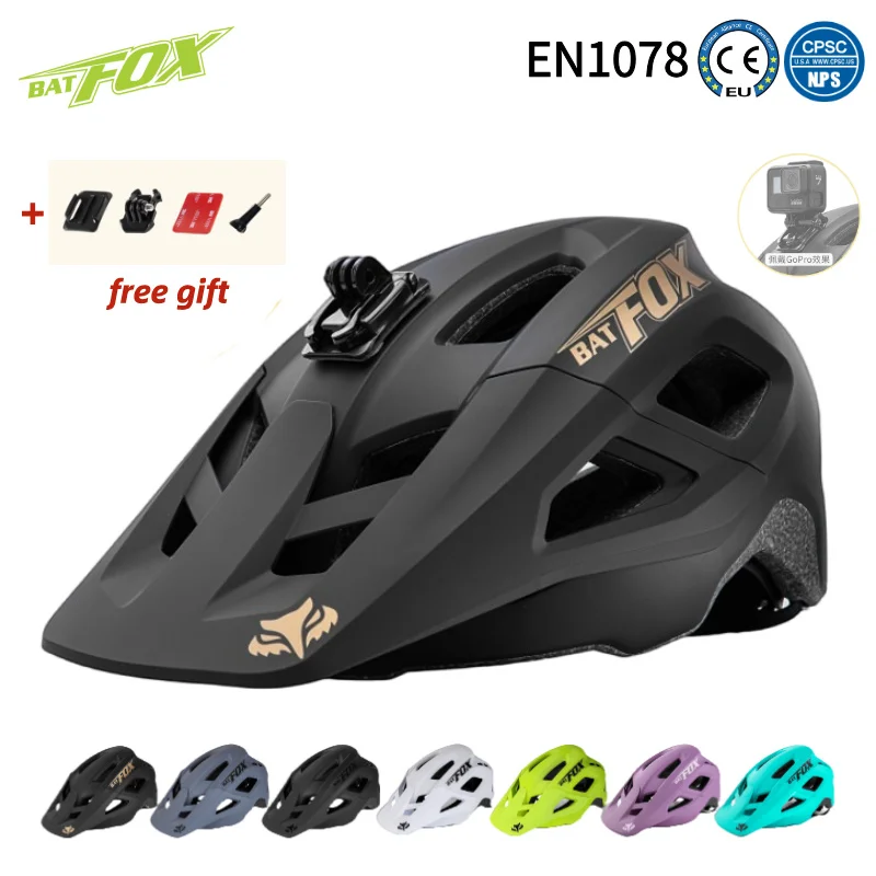BATFOX Mountain Bike Helmet Can Install a Sports Camera Electric Cycling Gear Safety Cap for Men Women Bat Fox MTB Bicycle Helme