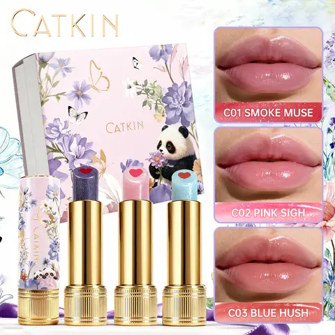 CATKIN Whiffle Dance Tinted Lip Balm 3 PCS Solid Lip Gloss Moisturizing Watery Colored Jelly Love Long-lasting