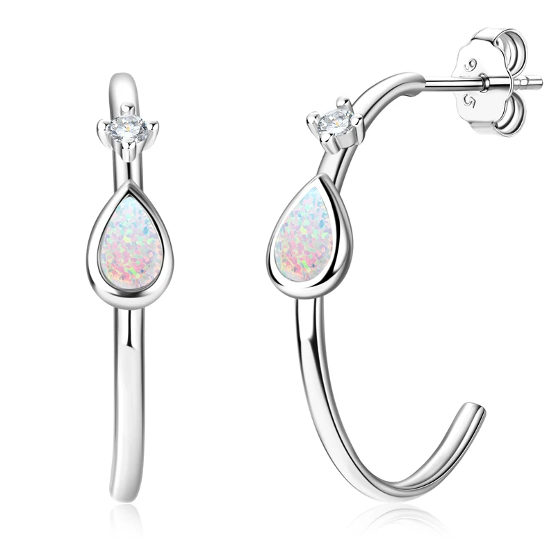 

925 Sterling Silver Cute Enamel Process Rabbit Earring 5mm Round Pink Opal Hook Ladies Earrings for Women Fine Jewelry Gift