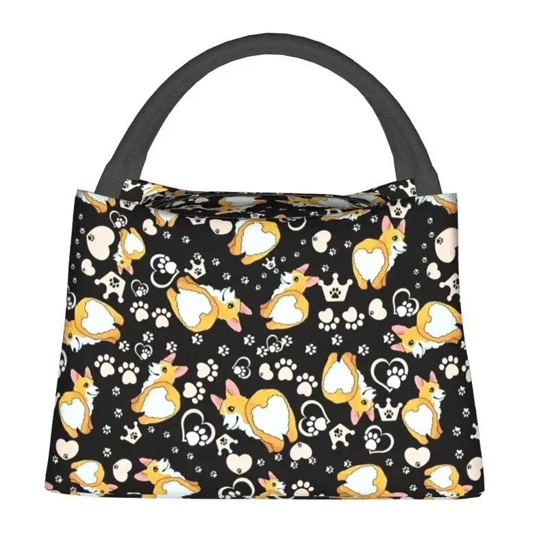 Pembroke Welsh Corgi Pattern Insulated Lunch Bags for Camping Travel Cute Dog Portable Thermal Cooler Bento Box Women