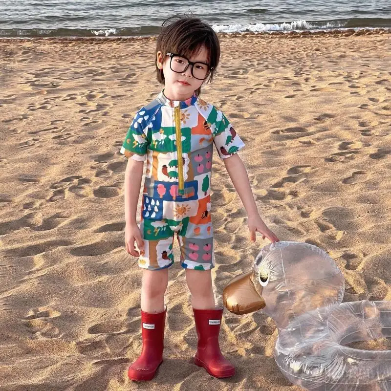 

Boys Swimwear Set Kids Long Sleeve Rash Guard Swim Shirt Toddler Swimming Suits Beachwear for Boys