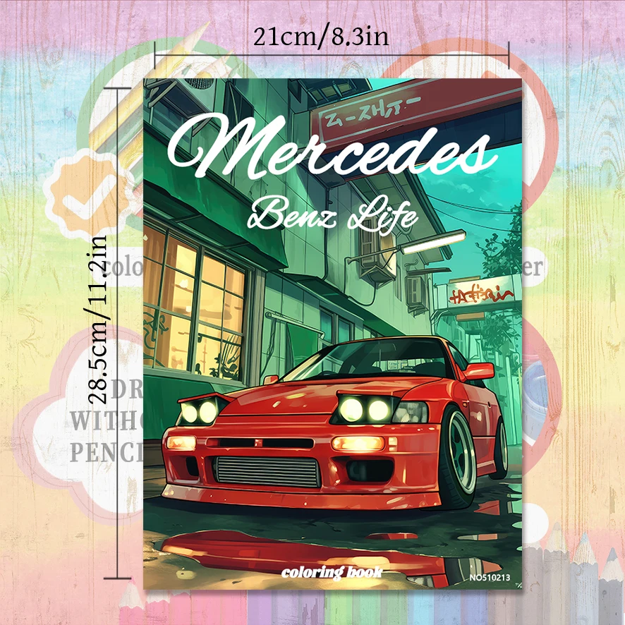 Racing Adult Coloring Book - 8.3x 11.2 Inch 22 Page Coloring Book - Helps Reduce Stress and Ease Emotions