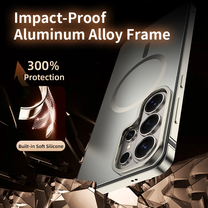 2026 NEW for Samsung Galaxy S26 Ultra Metal Case - Heavy-Duty Protection Aluminum Alloy Frame Magnetic Charging Ring, Phone Case