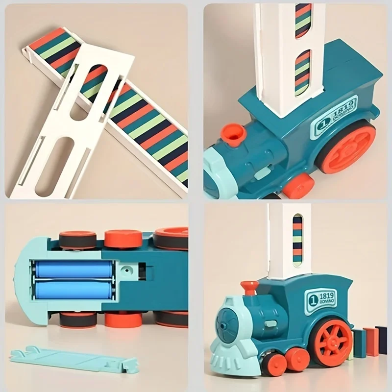 Trem Domino Deitado Automático Para Crianças, Carro Elétrico, Kits De Blocos De Tijolo, Jogos Criativos, Brinquedos DIY, Presente De Aniversário, Vendendo Peças