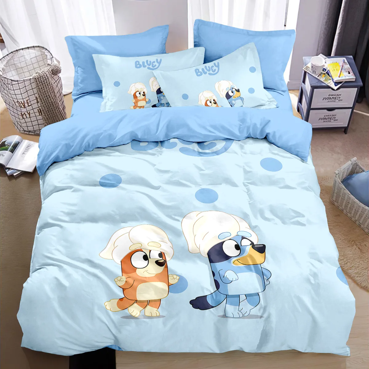 Bluey Home Quilt Cover Bluey Children Printed Cartoon Sheets Cute Kindergarten Quilt Covers Dormitory Sheets Bluey Pillowcases