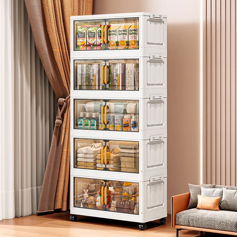 Double-door living room storage cabinet, folding floor-standing storage box, no installation required, simple storage cabinet