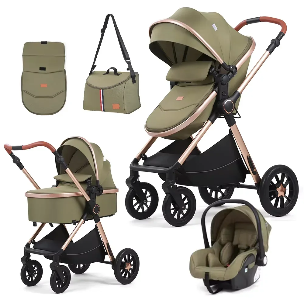 European hot selling baby stroller High landscape 4 in 1 with car seat prams toddler travel system cart light weight