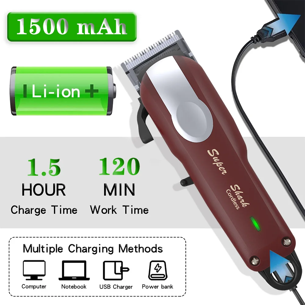 Magiccomparator-Tondeuse à Cheveux Professionnelle avec Batterie au Lithium, Rechargeable par USB, Affichage LED, Rasoir de Barbe pour Homme à Domicile, Machine de Coupe